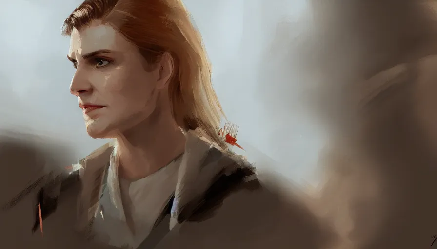 Prompt: concept art of kim wexler by jama jurabaev, cinematic shot, trending on artstation, high quality, brush stroke,