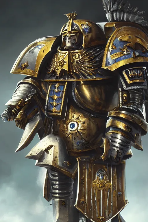 Image similar to armor portrait heros warhammer 4 0 k horus heresy fanart - the primarchs emperor by johannes helgeson animated with vfx concept artist & illustrator global illumination ray tracing hdr fanart arstation zbrush central hardmesh 8 k octane renderer comics stylized