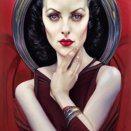 Image similar to a streamline moderne, art nouveau, multi - ethnic and multi - racial portrait in the style of charlie bowater, and in the style of donato giancola, and in the style of charles dulac. expressive, very large eyes. symmetry, ultrasharp focus, dramatic lighting, photorealistic digital painting, intricate, elegant, highly detailed, centered.