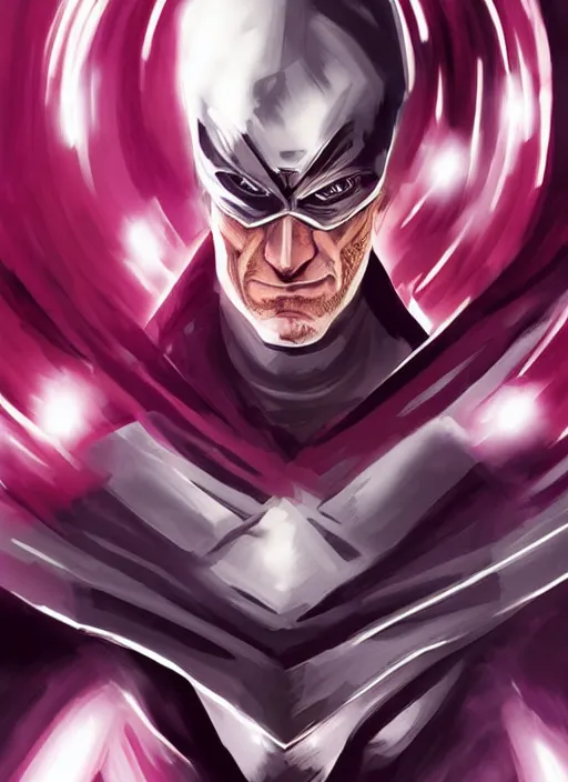 Prompt: magneto, illustration, sharp focus, highly detailed, vertical portrait, manga, concept art, smooth, dramatic lighting, facing forward, face in focus, in the style of Hirohiko Araki