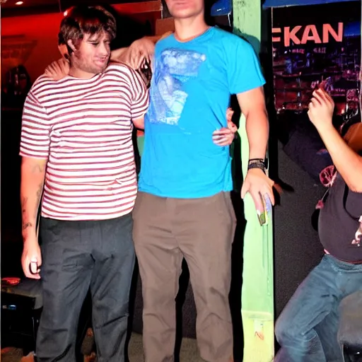 Prompt: fat Zac Efron in karaoke bar