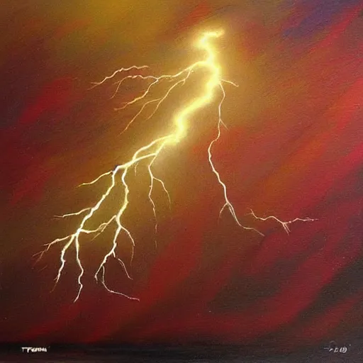 Image similar to “lightning tornado oil panting”