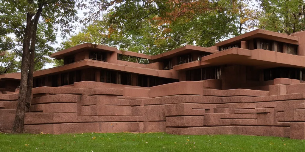 Image similar to brutality frank lloyd wright house, photo