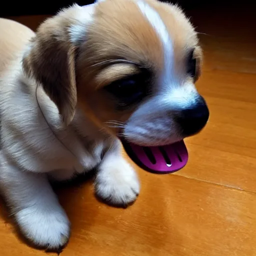 Prompt: puppy vaping