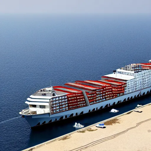 Prompt: the most expensive boat in the world docking by the beaches of gaza, 8 k resolution, midday