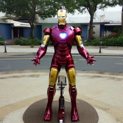 Image similar to a statue of Iron Man made from beer bottles