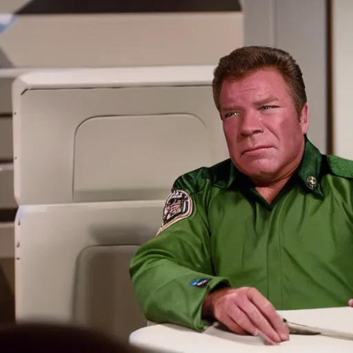 Image similar to William Shatner (ca. 1970) as the captain from the Orville (2017)