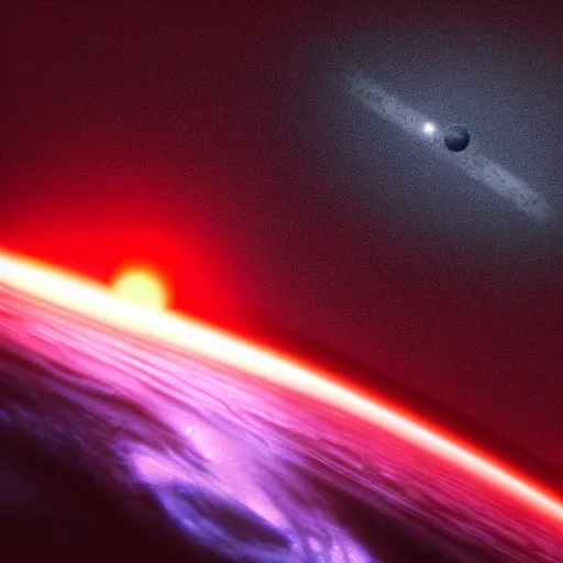 Prompt: black hole in space, red light, gloomy atmosphere, very aesthetic, realistic