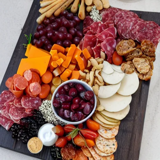 Prompt: charcuterie board the size of a football field