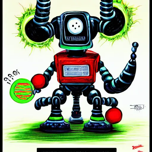 Image similar to a Robot Monster tennis ball Monster, chalk, digital art, fantasy, magic, trending on artstation, ultra detailed, professional illustration by Basil Gogos