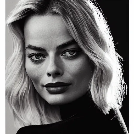 Prompt: Margot Robbie bust, soft lighting, sharp details, warm colors, studio portrait