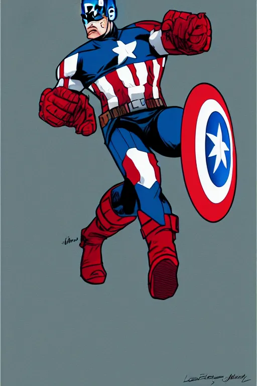 Image similar to Captain America high quality digital painting in the style of Laurie Greasley