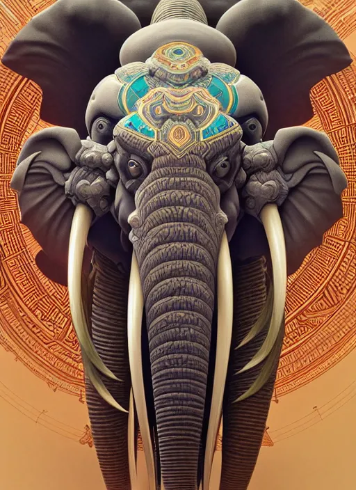 Prompt: symmetry!! portrait of a hybrid robot mamath elephant big tusk, floral! horizon zero dawn machine, intricate, elegant, highly detailed, ray tracing, digital painting, artstation, concept art, smooth, sharp focus, illustration, art by artgerm and greg rutkowski and alphonse mucha, 8 k