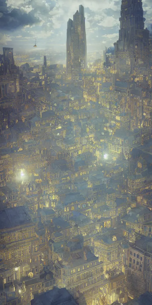 Image similar to city buildings made out of colored folded origami !paper, !origami, !city background, ethereal, fantasy, Lawrence Alma-Tadema, James Jean, oozium, peter morbacher, angelarium, alchemy, luxury, heavenly light, Soft illumination, Trending on artstation, Cinematic Lighting, very detailed, 3D, octane render, artgerm