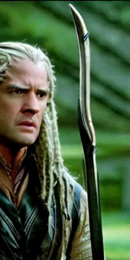 Prompt: Film still of Denzel Washington as Legolas in the movie Lord of the Rings