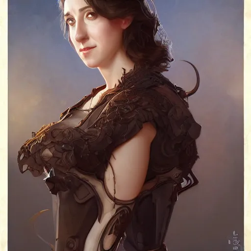 Prompt: ultra realistic illustration, kristen schaal from diablo, intricate, elegant, highly detailed, digital painting, artstation, concept art, smooth, sharp focus, illustration, art by artgerm and greg rutkowski and alphonse mucha