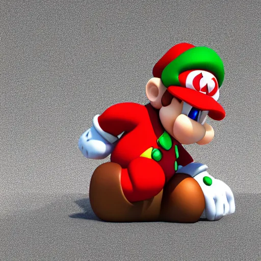 Prompt: 3d render of Mario squashing a goomba, 4k