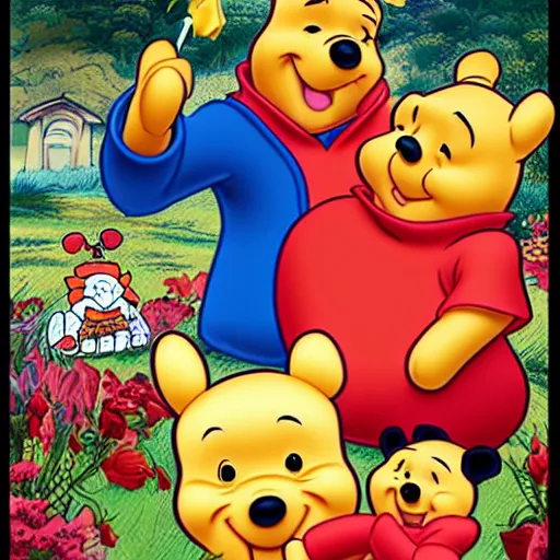 Prompt: Winnie the Pooh with the face of Xi Jinping, cartoon, caricature