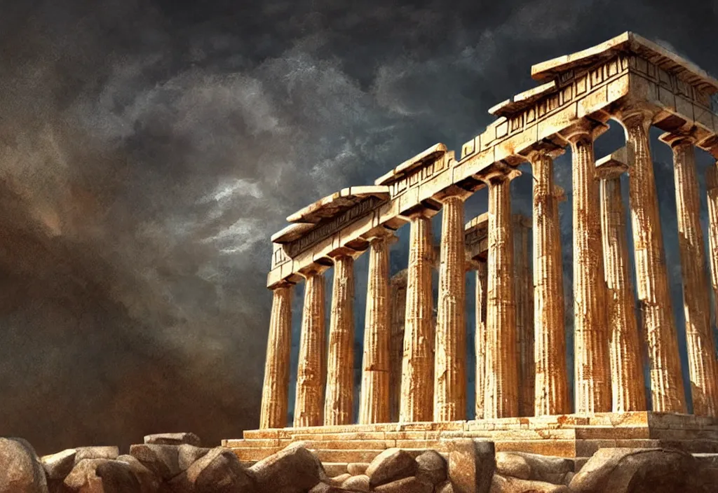 Prompt: a picture of a greek temple, dedicated to zeus, epic, detailed, intricate, digital painting, concept art, realistic, smooth, focus, rim light