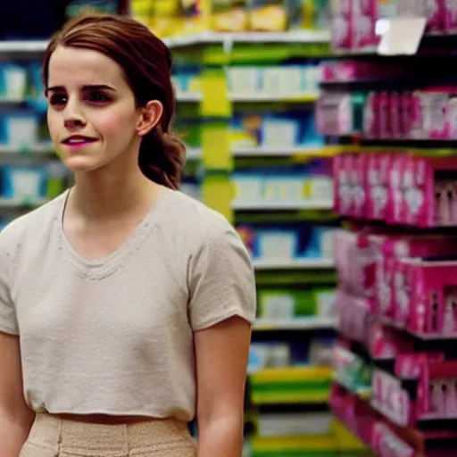 Image similar to emma watson, inside kmart, film still, instagram,