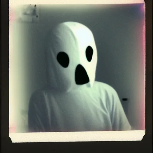 Image similar to adorable ghost polaroid, smol, aesthetic