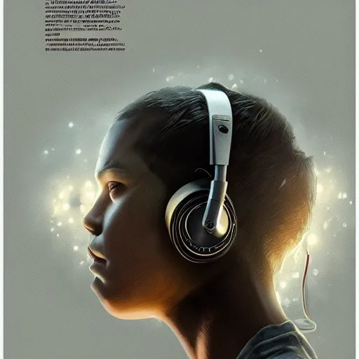 Prompt: dishonest technical advertising for headphones by greg rutkowski and bose, high detail realistic magazine insert