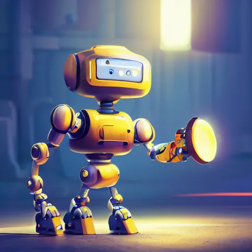 Image similar to cute robot with multiple big paintbrushes, painting a canvas, cute, galaxy, photorealism 4 k, octane render, clean design, beautiful light