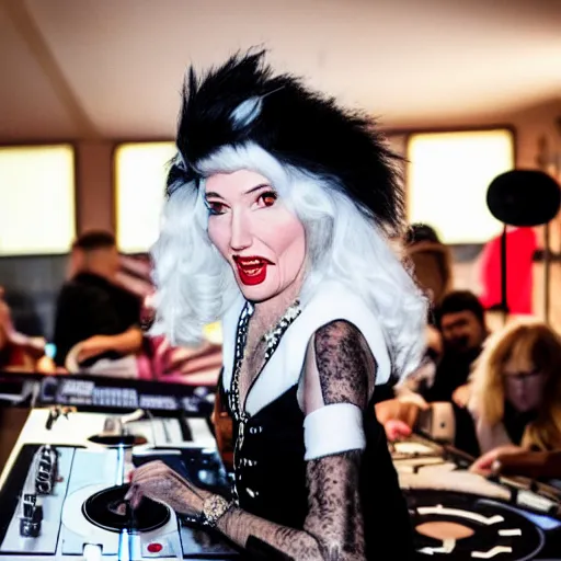 Prompt: cruella on the dj decks