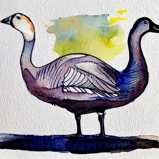 Prompt: watercolor pen goose