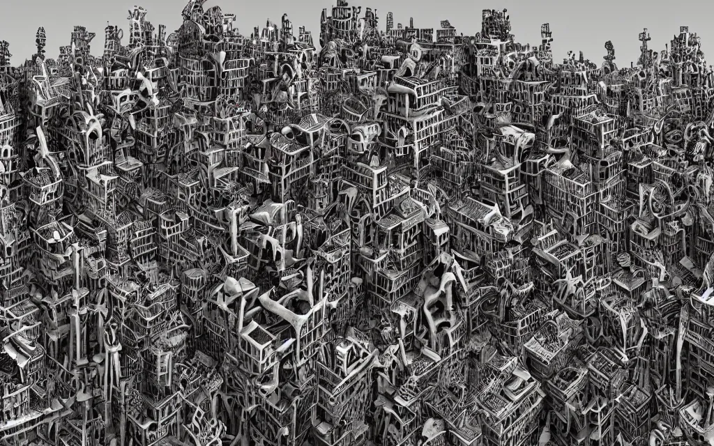 Image similar to A city constructed entirely from bone, bone city, jagged architecture, digital art