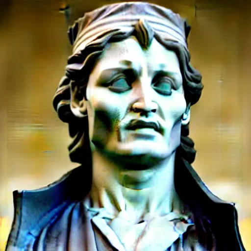 Image similar to johnny depp as a greek marble statue