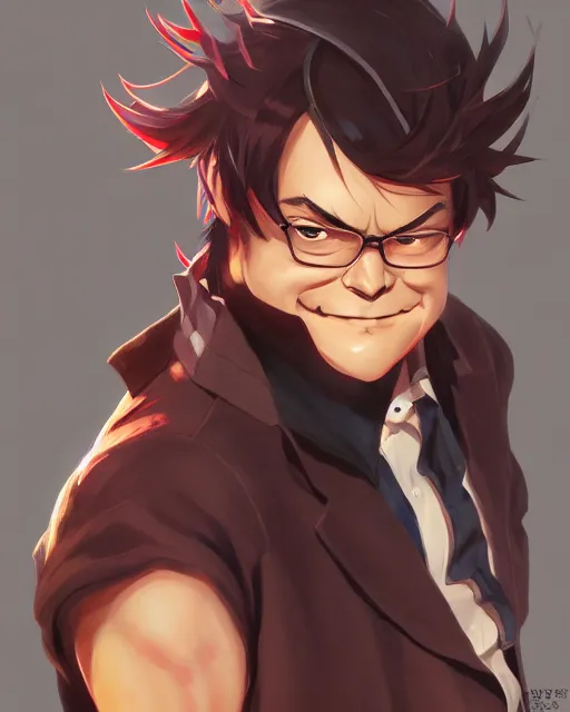 Prompt: anime portrait of Jack Black as an anime man by Stanley Artgerm Lau, WLOP, Rossdraws, James Jean, Andrei Riabovitchev, Marc Simonetti, and Sakimichan, trending on artstation