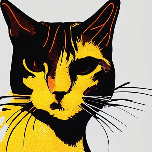 Image similar to a simple cat neon art profile portrait