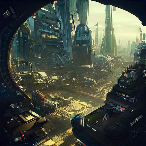 Image similar to “ a girl looking down on a futuristic city, ghostpunk, very detailed, trending on artstation ”