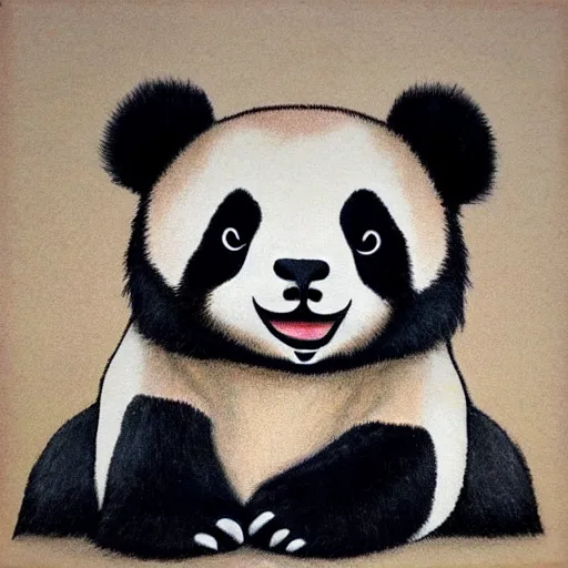 Image similar to a panda in the style of the famous artist