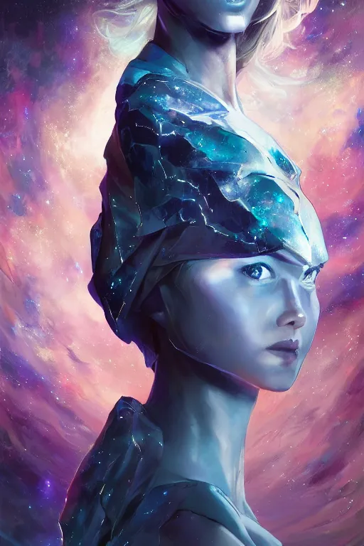 Prompt: portrait of the dome diceling dancer wearing galaxy hall cape by artgerm and Craig Mullins, James Jean, Andrey Ryabovichev, Mark Simonetti and Peter Morbacher 16k