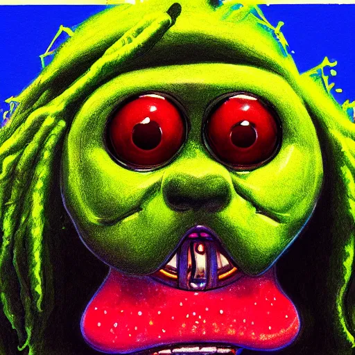 Prompt: a snoop dogg tennis ball monster, snoop dogg, colorful, digital art, fantasy, magic, chalk, trending on artstation, ultra detailed, professional illustration by basil gogos