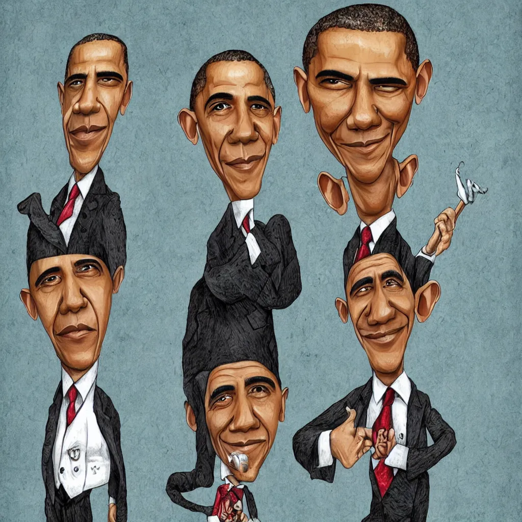 Image similar to a caricature of obama by alexander jansson