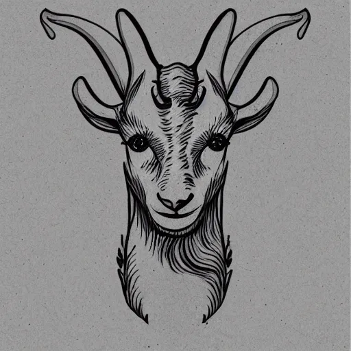 Image similar to a detailed tattoo outline of a goat !biting a churro with its teeeth!, 4k, illustration, sharp focus