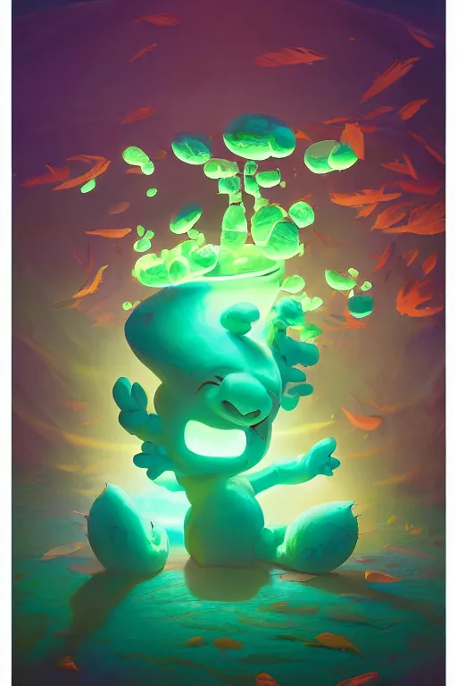 Image similar to smurf ghost creature animal sushi cristal very big eye roots cactus elemental flush of force nature micro world fluo fishscale, behance hd by jesper ejsing, by rhads, makoto shinkai and lois van baarle, ilya kuvshinov, rossdraws radiating a glowing aura global illumination ray tracing hdr