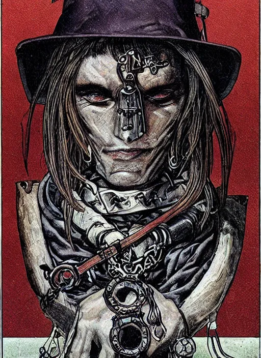 Image similar to high fantasy steampunk cultist portrait by moebius