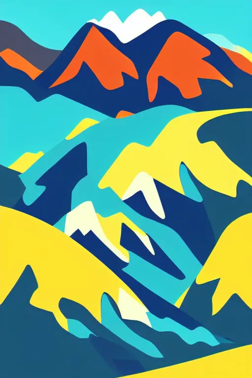 Image similar to minimalist boho style art of colorful alps, illustration, vector art