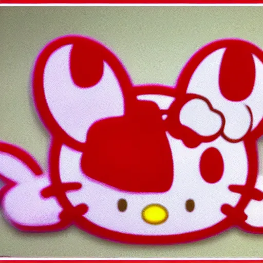 Prompt: hello kitty is a crab by sanrio cartoon japanese