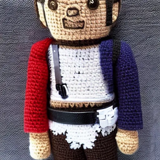 Image similar to a crochet of han solo, very detailed