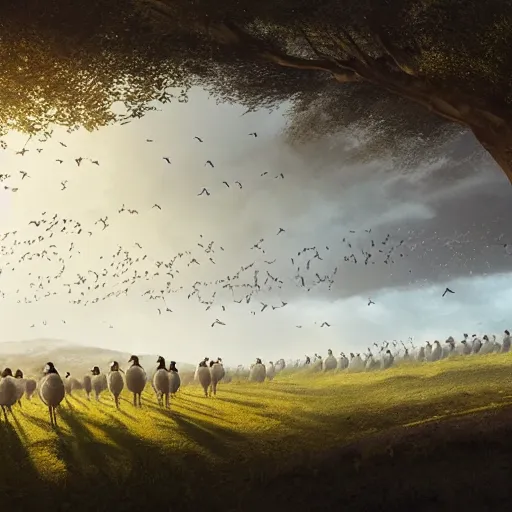 Prompt: flock of swallow birds flying in avila, golondrinas, green fields, spring season, 4 k, midday light, concept art, by wlop, ilya kuvshinov, artgerm, krenz cushart, greg rutkowski, pixiv. cinematic dramatic atmosphere, sharp focus, volumetric lighting, cinematic lighting, studio quality