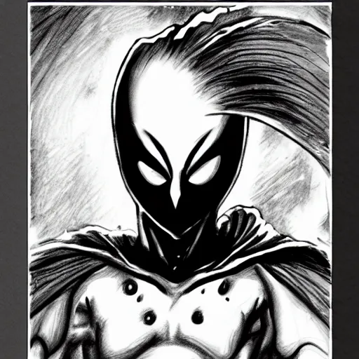 Image similar to sketch of femto from the anime berserk, style of kentaro miura, black and white sketch, trending on artstation