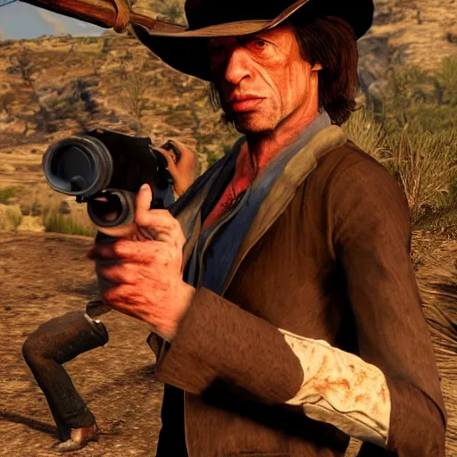 Prompt: mick jagger in red dead redemption