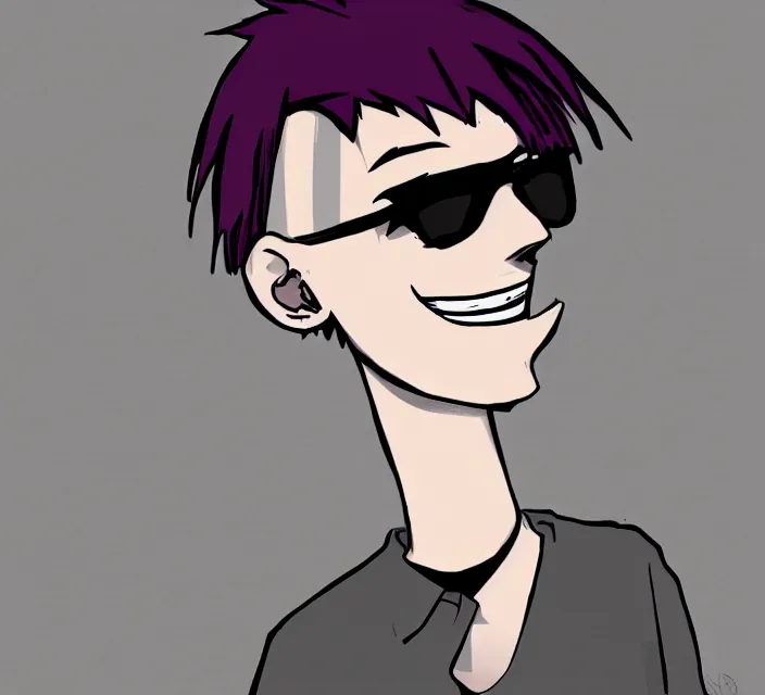 Prompt: a digital drawing of young neil cicierega in a emo / scene the gorillaz style, trending on pixiv, trending on deviantart