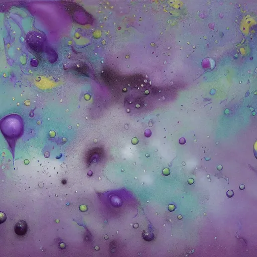 Prompt: beautiful liquid ink in cloudy acrylic paint texture with big oil bubbles. harmonic chromatic tones coloured marble abstraction with purple splashes. ultradetailed realistic art. jean - dragan bibin, beksinski, zawadzki, shaun downey, zoey frank, phil hale, james gurney, frank frazetta, jehan georges vibert, daniel e. greene