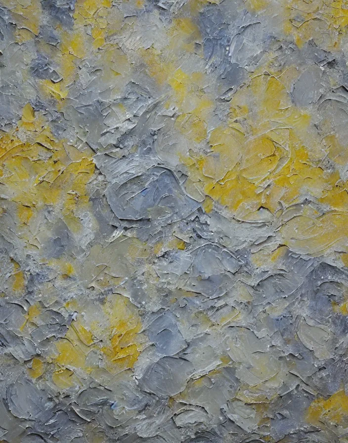 Image similar to texture of 3d high relief coral fluorite wall painted in the style of the old masters, colours grey,cream, Naples yellow, painterly, thick heavy impasto, expressive impressionist style, painted with a palette knife